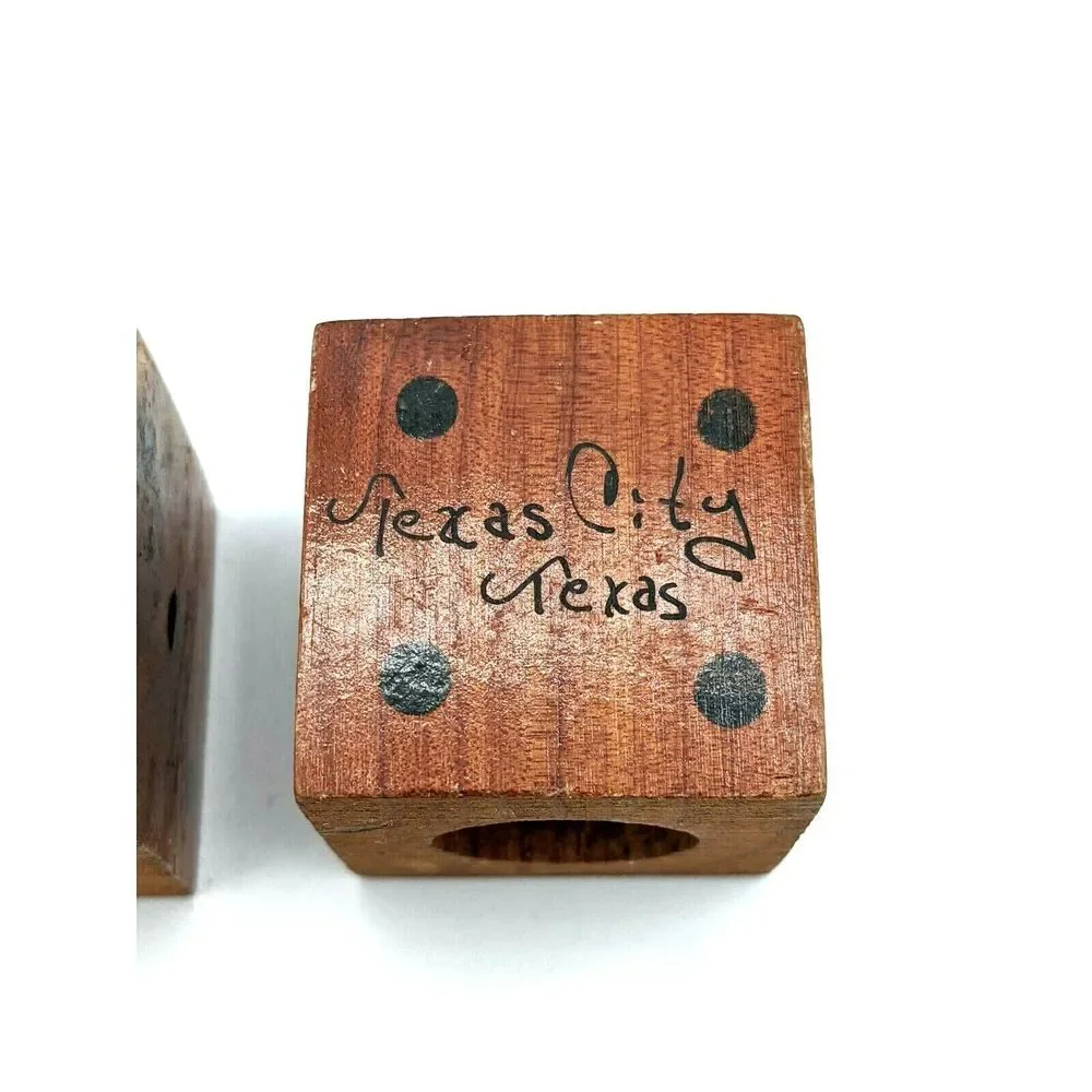 Vintage Wooden Dice Salt and‎ Pepper Shakers Texas City